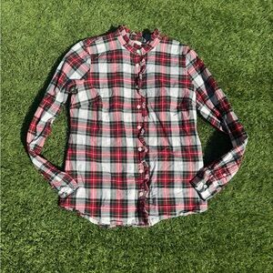 J. Crew Womens Plaid Ruffle Top Medium